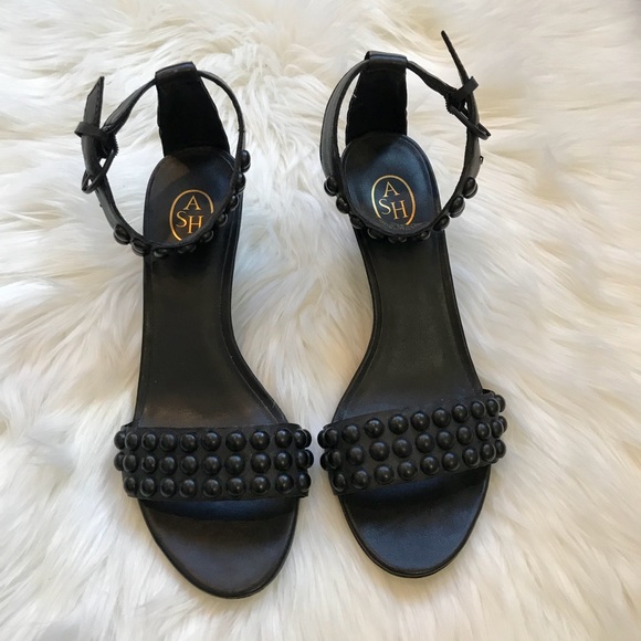 Leather Studded Mid Wedge Sandal - Picture 3 of 5